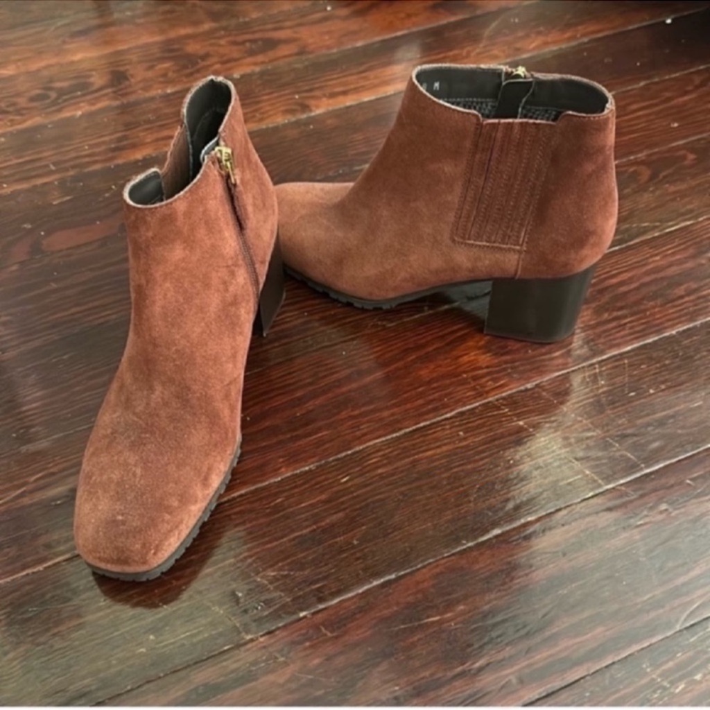 Euc Aquatalia Charlotte Rust Brown Chelsea Suede Leather Waterproof Boots